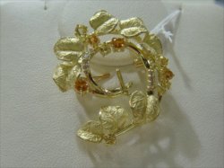 Photo1: K18YG YELLOR BERYL/CT/BROOCH