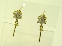 Photo1: K18YG DIA EARRING