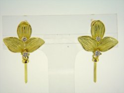 Photo1: K18YG DIA EARRING (NEW LEAF)