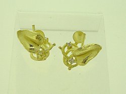 Photo1: K18YG DIA EARRING