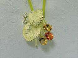 Photo1: K18YG　DIA /CITRINE/FIRE OPAL PENDANT