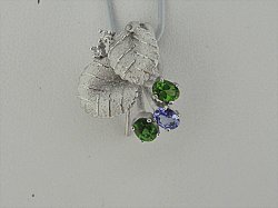 Photo1: K18WG GREEN TOURMALINE/ZOISAITE/DIA PENDANT