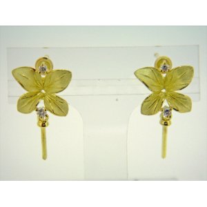 Photo: K18YG DIA EARRING (NEW LEAF)