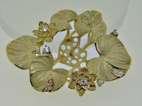 Photo1: K18YG DIA BROOCH