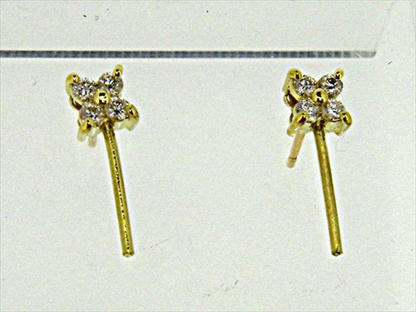 Photo1: K18YG DIA EARRING