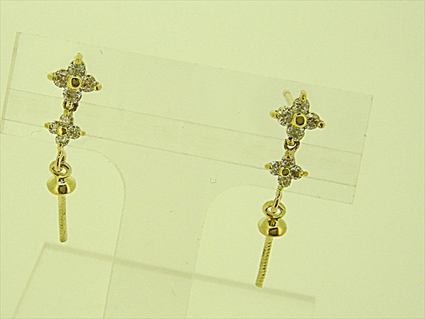 Photo1: K18YG DIA EARRING