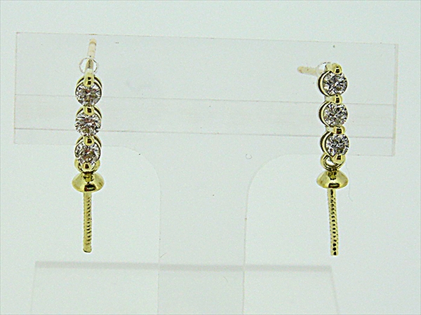 Photo1: K18YG DIA EARRING