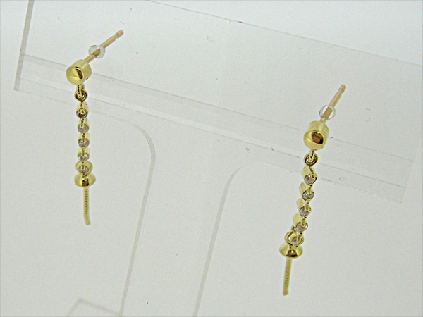 Photo1: K18YG DIA EARRING