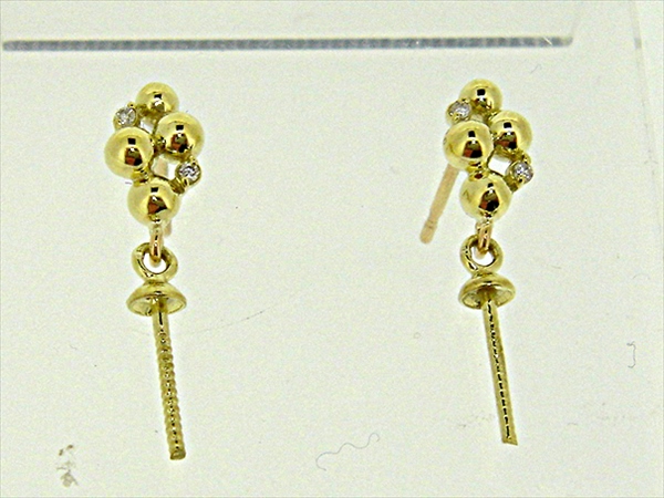 Photo1: K18YG DIA EARRING