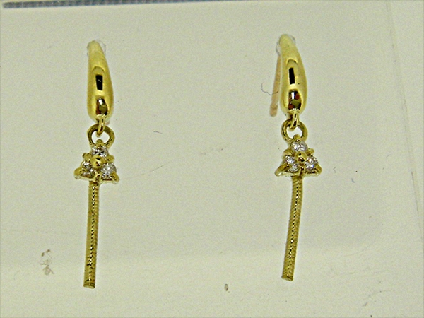 Photo1: K18YG DIA EARRING