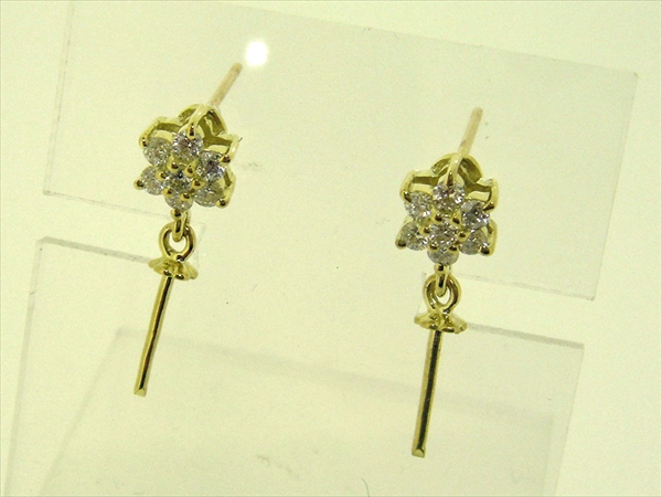 Photo1: K18YG DIA EARRING