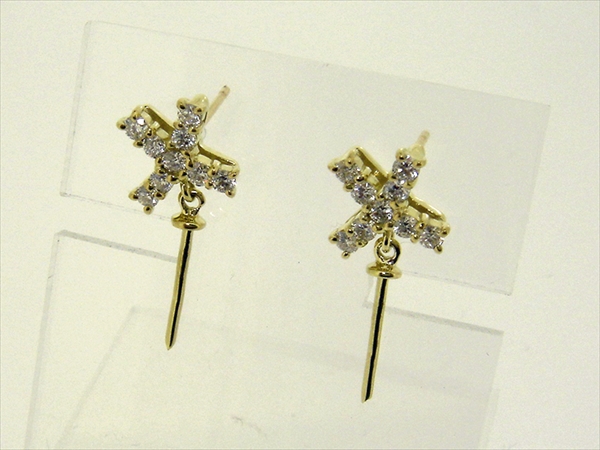 Photo1: K18YG DIA EARRING