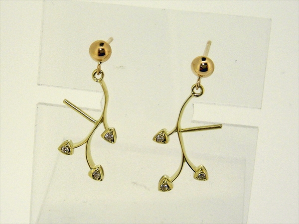 Photo1: K18YG DIA EARRING