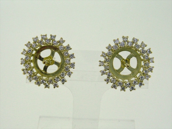 Photo1: K18YG DIA EARRING