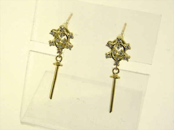 Photo1: K18YG DIA EARRING