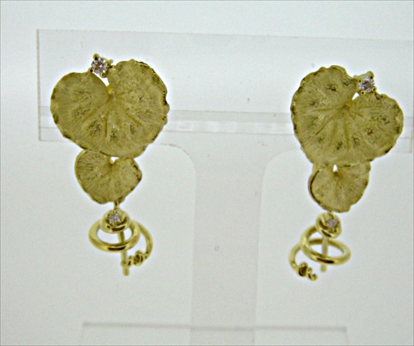 Photo1: K18YG DIA EARRING