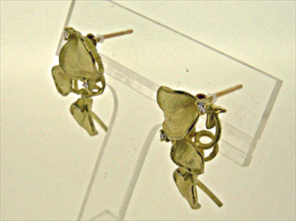 Photo2: K18YG DIA EARRING