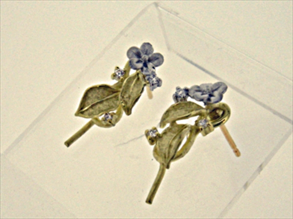 Photo1: K18YG PT900/DIA EARRING