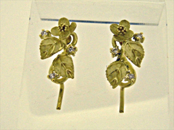 Photo1: K18YG DIA EARRING