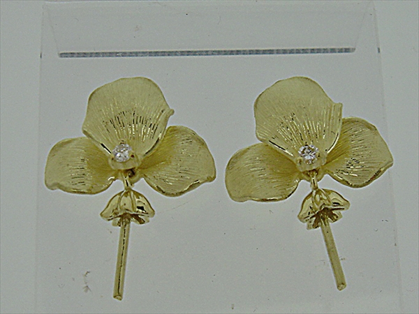 Photo1: K18YG DIA EARRING