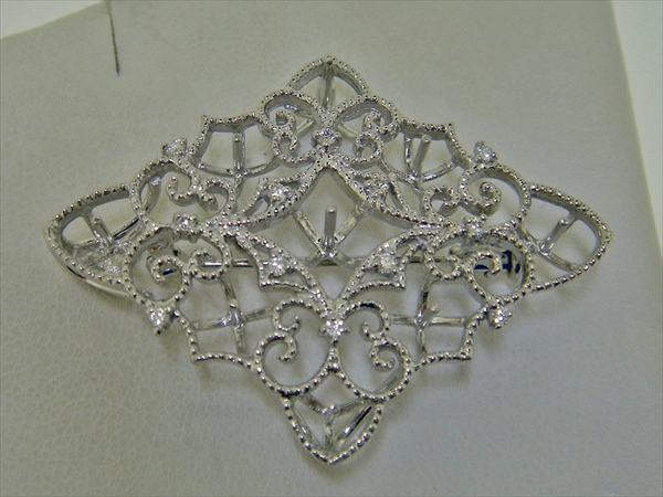 Photo1: K18WG DIA BROOCH