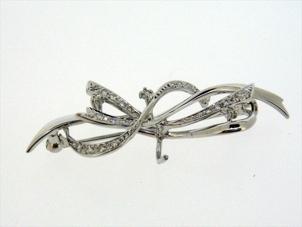 Photo1: K18WG DIA BROOCH