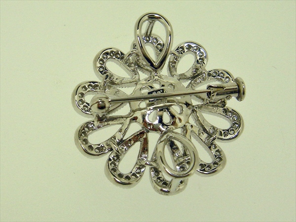 Photo2: K18WG DIA BROOCH