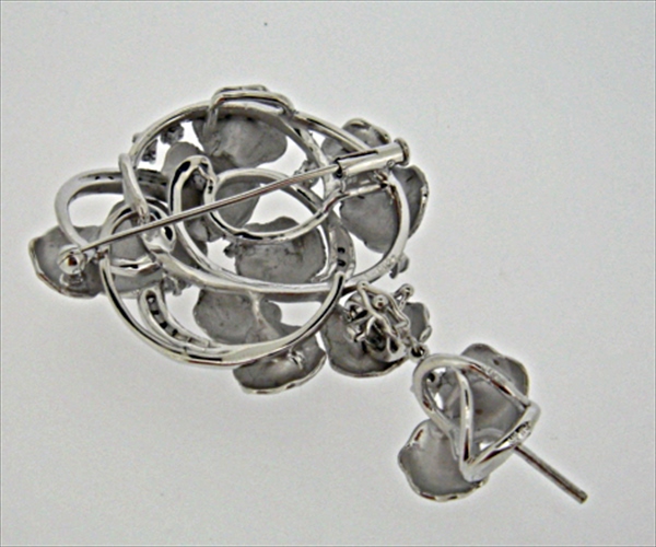 Photo2: K18WG DIA BROOCH