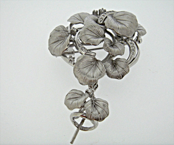 Photo1: K18WG DIA BROOCH