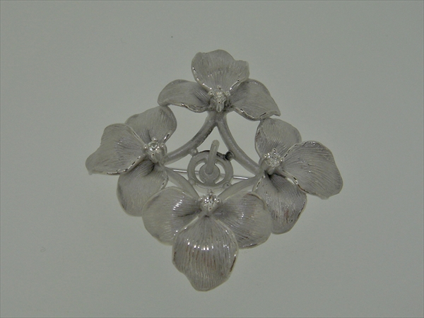 Photo1: K18WG DIA BROOCH