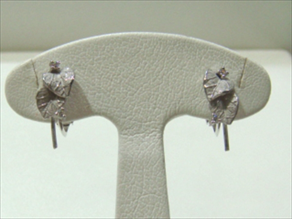 Photo1: K18WG DIAMOND EARRING
