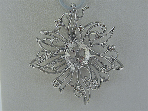 Photo1: K18WG DIA PENDANT