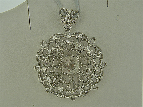 Photo1: K18WG DIA PENDANT